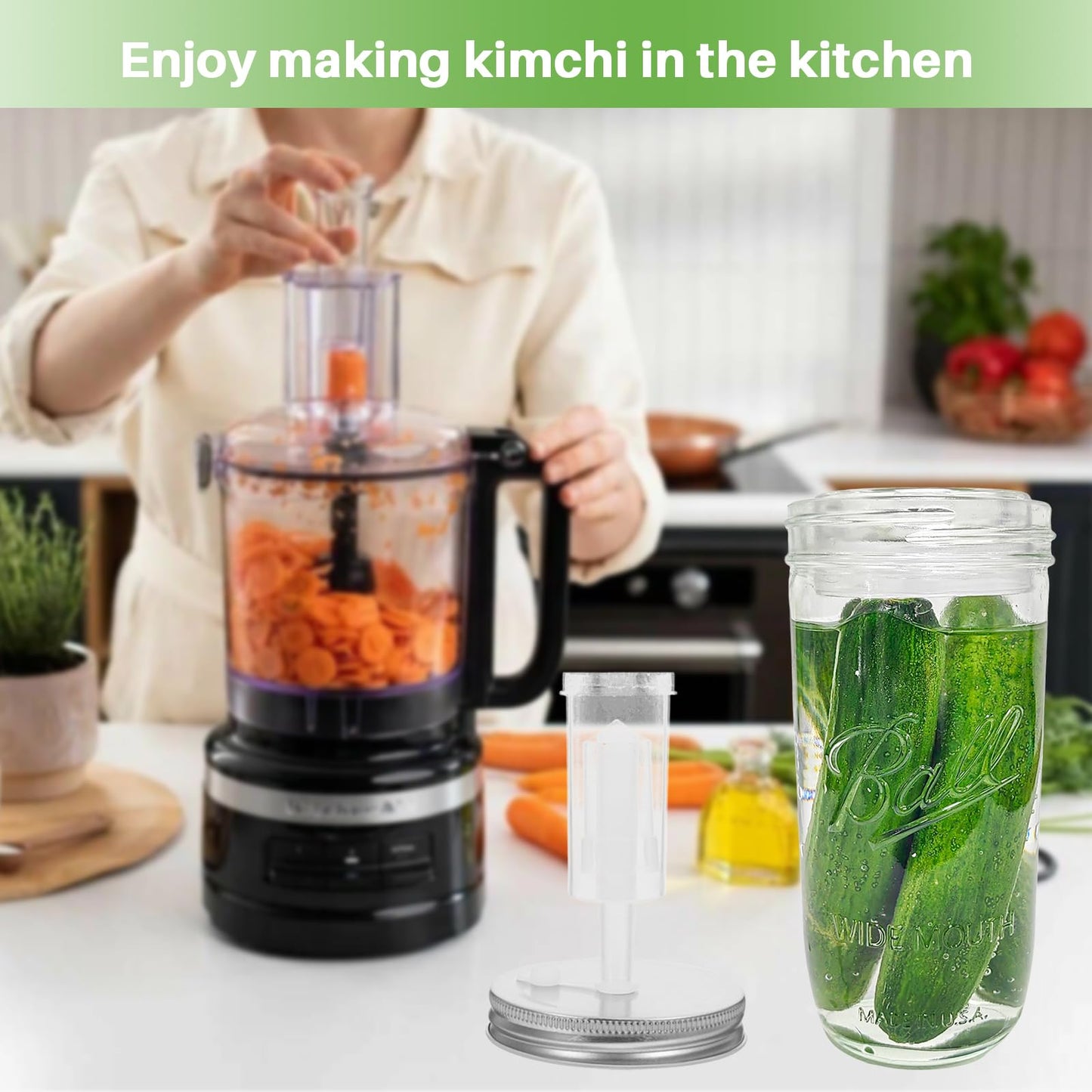 Fermentation Kit for Wide Mouth Mason Jars,Fermentation Kit with 4 Glass Fermentation Weights,4 Fermenting Lids,4 airlocks,5 Silicone Rings,5 Silicone Grommet for Pickling, Canning and Sauce(No Jars)