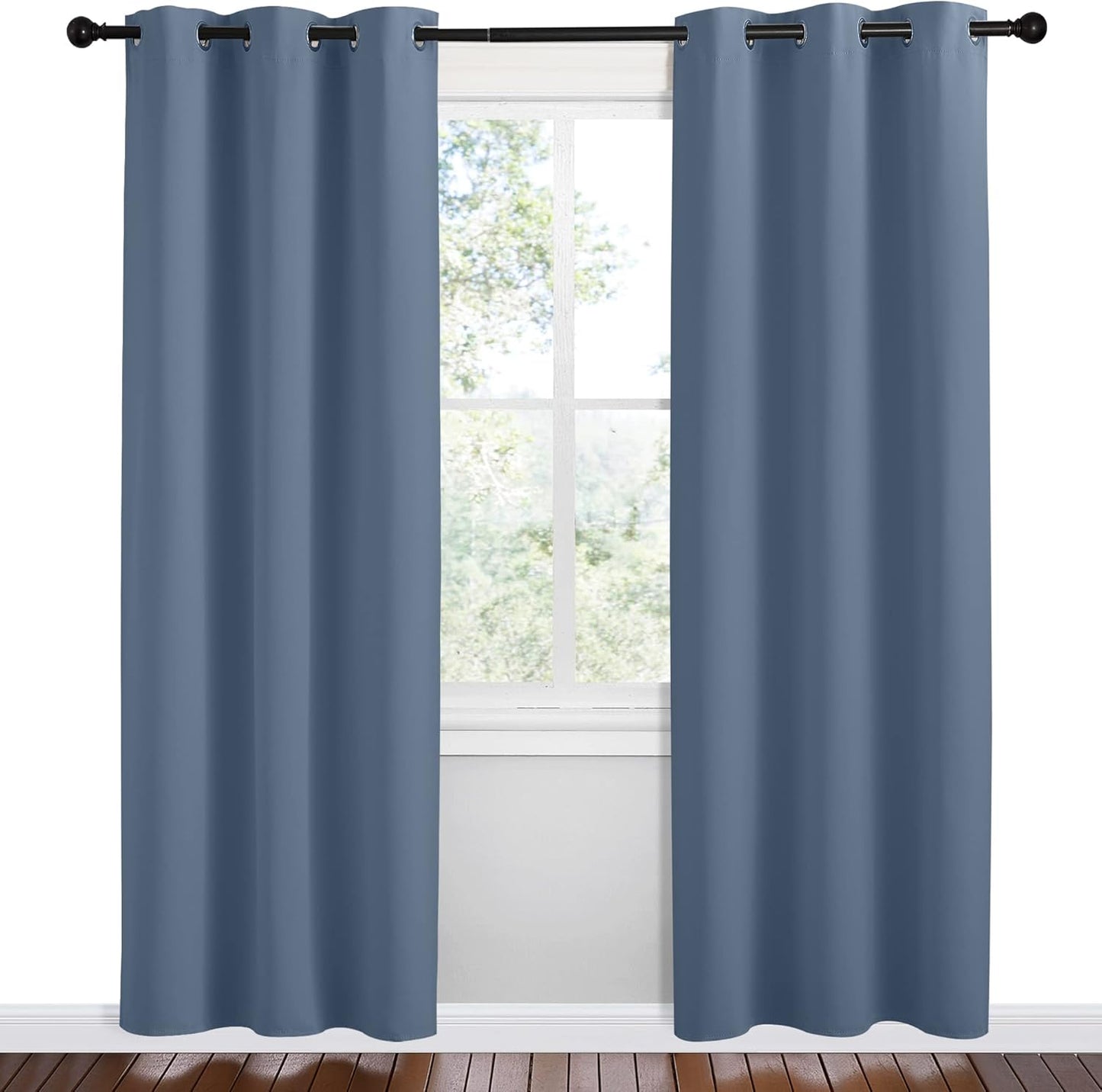 NICETOWN Short Curtains - Thermal Insulated Blackout Panels | Stone Blue, 42" W x 78" L, 1 Pair