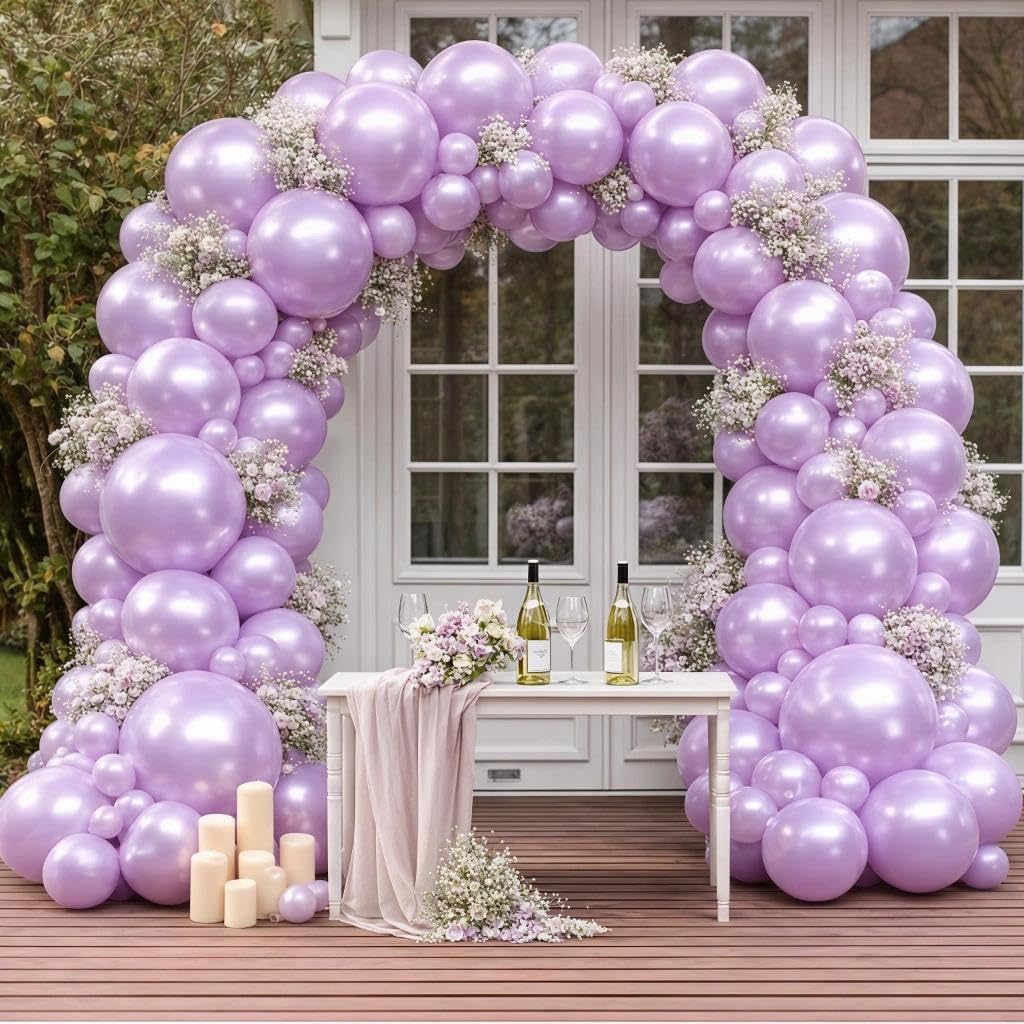Skiennix Pearl Purple Balloons - Double Stuffed Light Lavender & Lilac for Birthday & Baby Shower Decor | 18/12/5in Sizes
