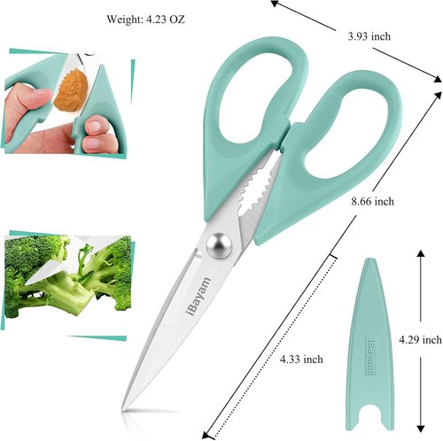 iBayam Heavy Duty Kitchen Shears - Stainless Steel Food & Meat Scissors with Soft Grip Handle