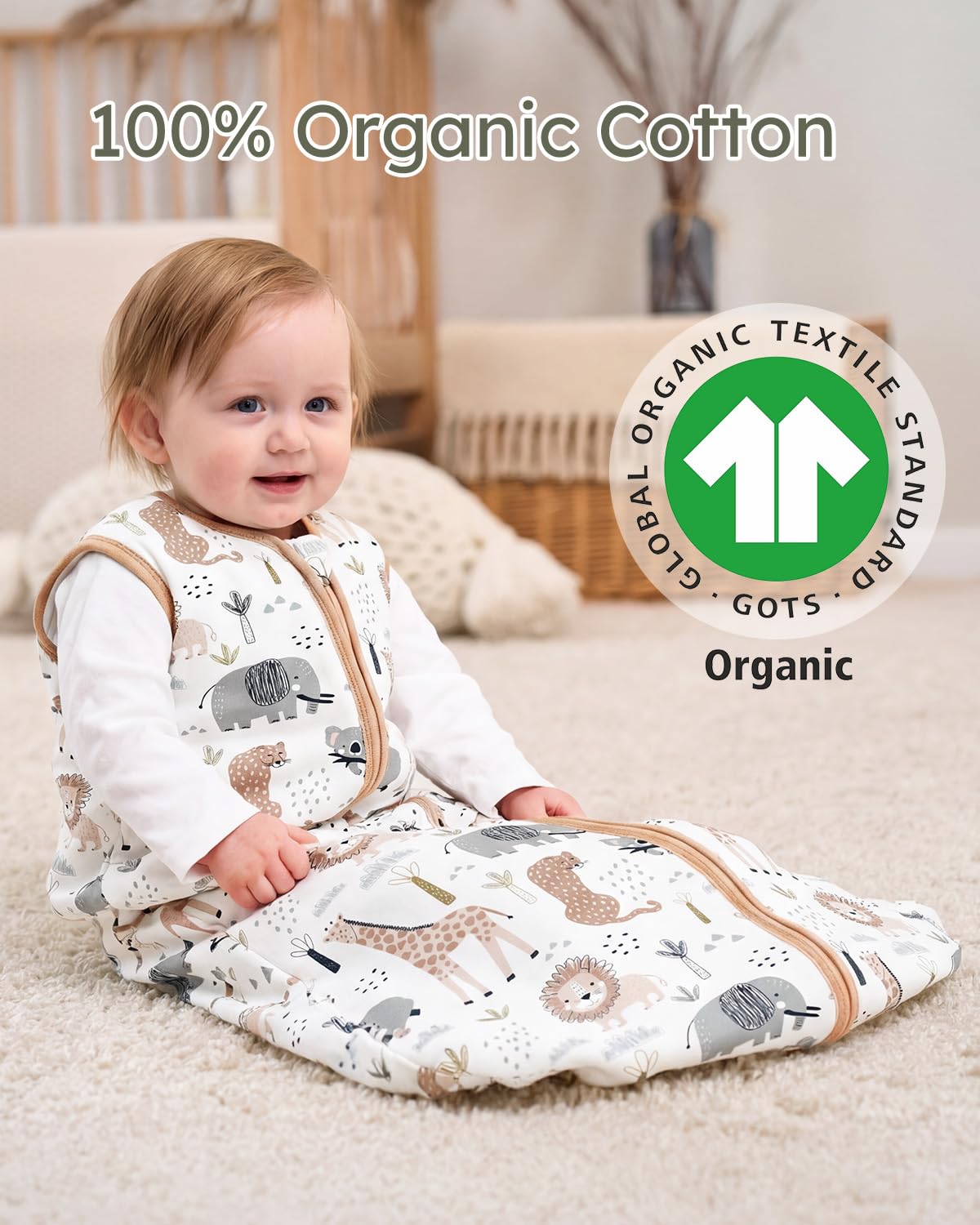 Yoofoss Baby Sleep Sack - 1.5 Tog Wearable Blanket for 12-18 Months | 100% Organic Cotton, Warm & Comfy