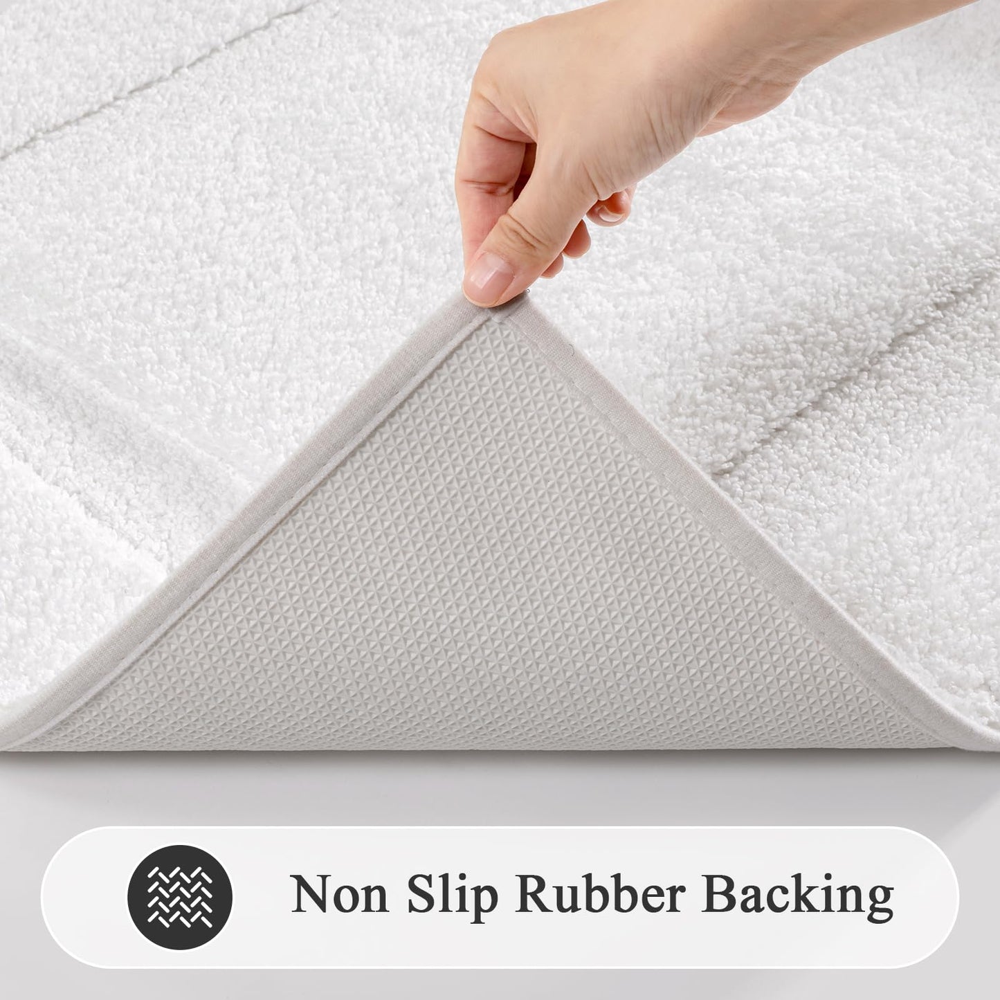 SHACOS White Bathroom Rugs Sets 3 Piece, 16"x24" + 20"x32" Non Slip Bath Mat and 20"x24" Toilet Rugs U Shaped Washable, Soft Fluffy Water Absorbent Bath Rugs for Bathroom