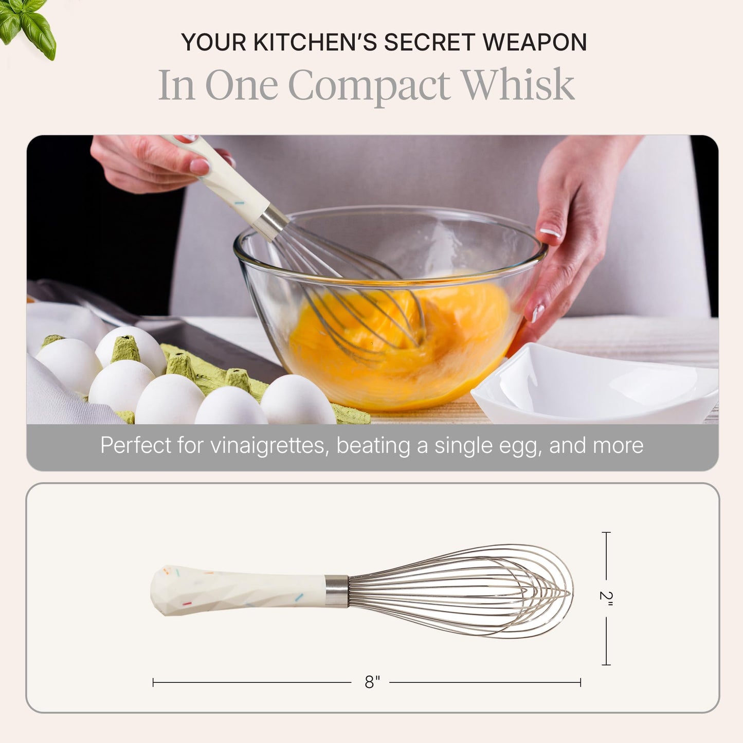 GIR: Get It Right Stainless Steel Whisk, 12 Wire Balloon Whisk for Mixing, Stirring, Beating & Blending – Durable Whisker Tool, 8 IN - Sprinkles