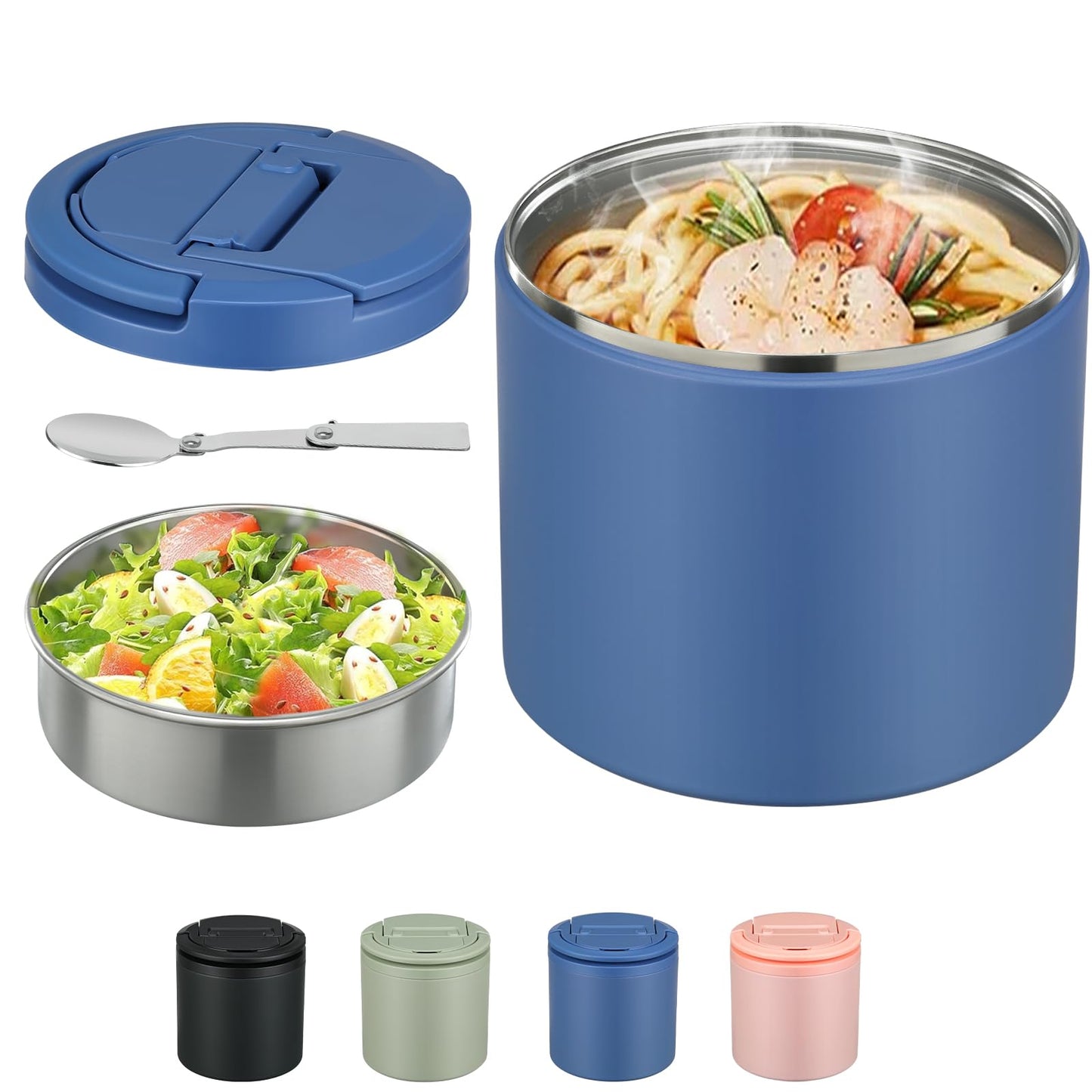 Thermo for Hot Food, Soup Thermo for Adults 40oz Lunch Containers Wide Mouth, Insulated Food Container Leak Proof Vacuum Stainless Steel With Carry Handle and Spoon BPA Free