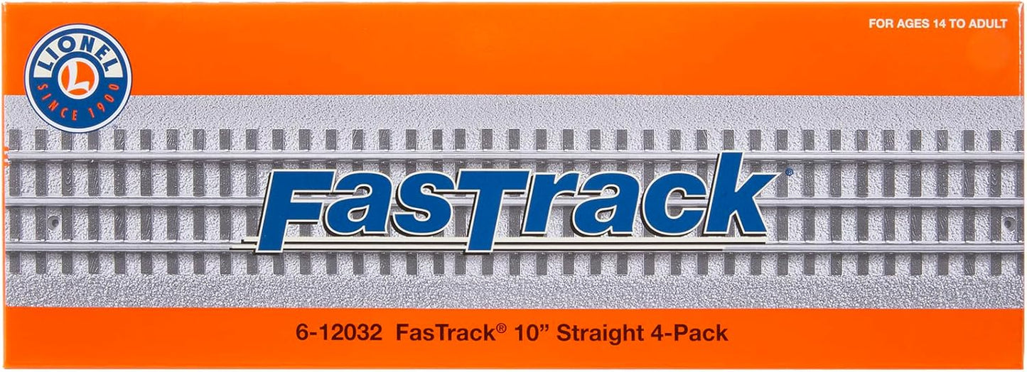 Lionel FasTrack 10” Straight Track - Electric O Gauge Set (Pack of 4) for Model Trains