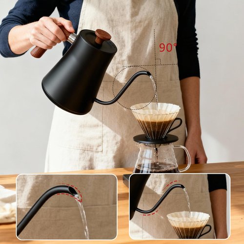 Gooseneck Electric Kettle with Temperature Control, 0.9L Pour Over Coffee Kettle, 1200W Fast Boil, Stainless Steel Interior, Auto Shut-Off & Boil-Dry Protection, for Coffee and Tea (black)