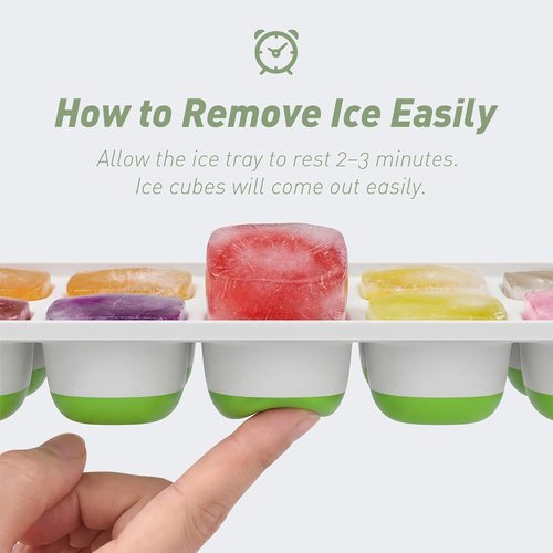ChefAide Ice Cube Tray - Durable Stackable Design with Removable Lids | 2 Pack, 28 Cubes for Easy Ice Release