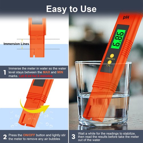 2025 All-New pH Meter for Water - High Accuracy Digital pH Tester (0.01 Precision) with UL Certification and 3 pH Calibration Powders - Ideal for Home Water, Hydroponics, Aquariums, Pools, and More
