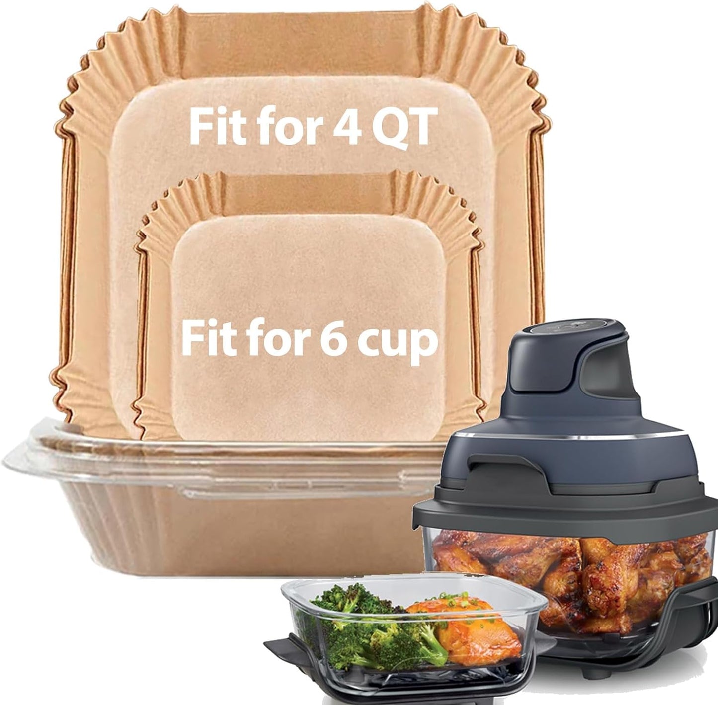 Ninja Air Fryer Liners - 250 Pcs Parchment Paper for Crispy Cooking | Perfect Fit for Ninja Appliances