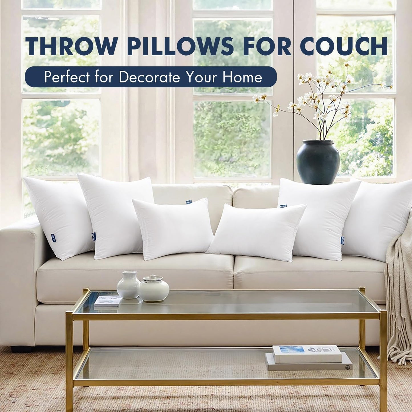 MIULEE Standard Size Pillows - Set of 2 | 20x26 Inch | 100% Virgin Fiber Filling for Bed & Couch