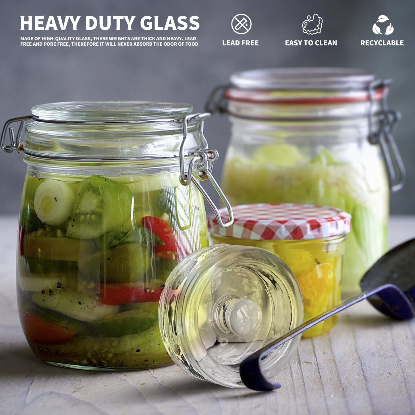 Fermentation Weights,2 Pack Glass Fermentation Weights with Grip Handle,Fermenting Weights for Wide Mouth Mason Jar and Canning Fermenting Pickling Sourkrout