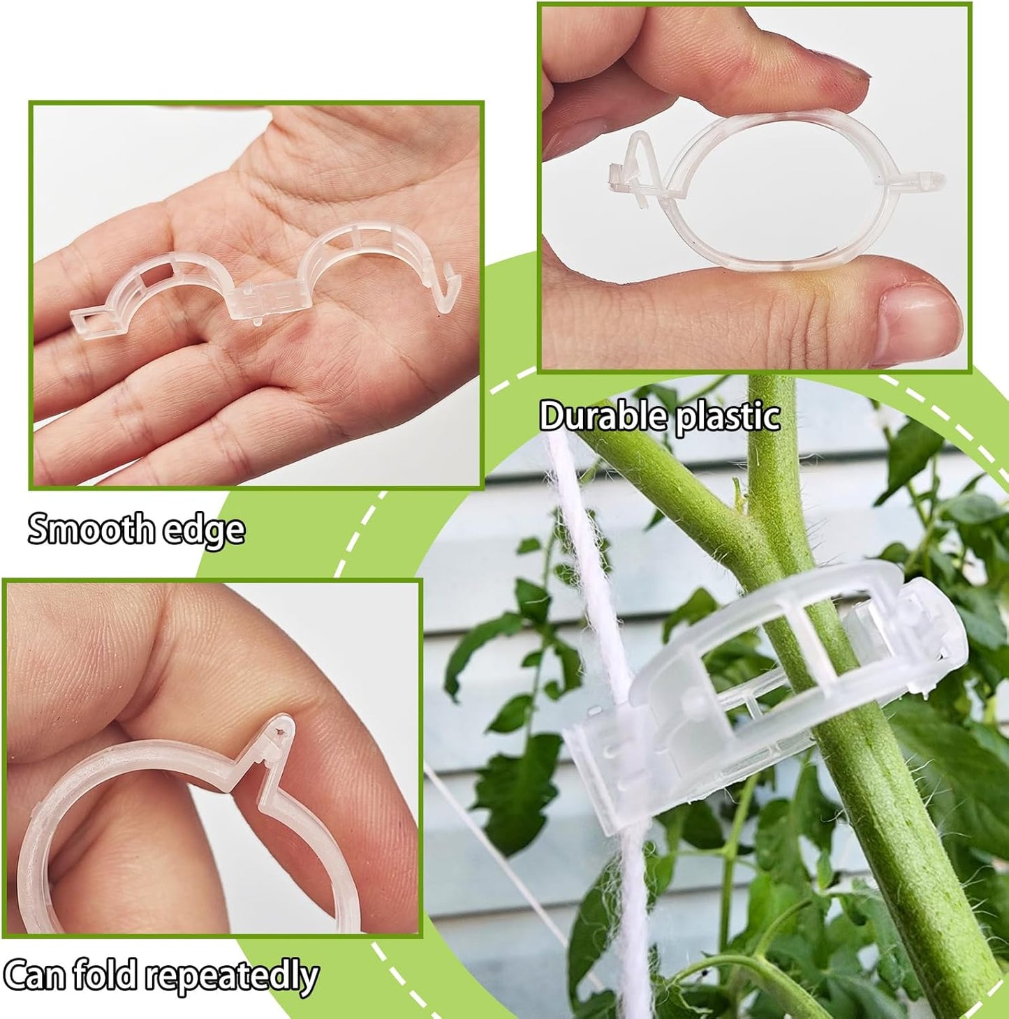 OJYUDD Tomato Hooks - 130 Pcs Plant Support Clips with 32.8ft Twine for Climbing Vegetables & Flowers