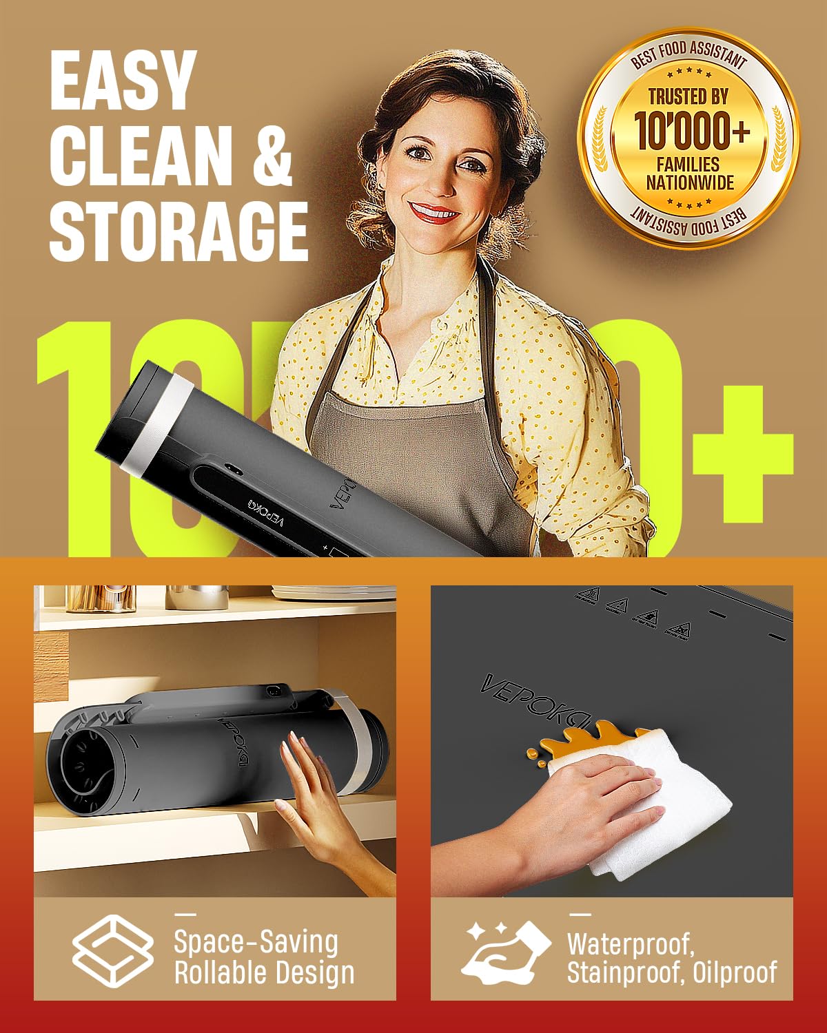 Warming Mat for Food, VEPOKA Food Warmer Mat for Countertop, Electric Warming Tray with 7 Temp Levels & Auto Shut-Off, Food Warmers for Parties, Ideal Gift for Kitchen & Buffet Use