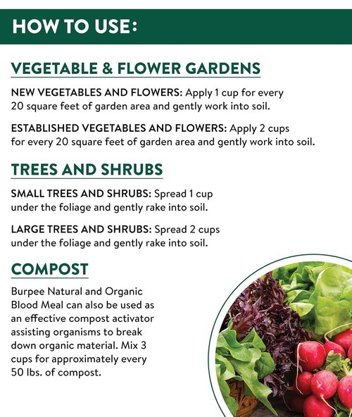 Burpee Organic Blood Meal Fertilizer - Natural Nitrogen Source for Tomatoes & Leafy Greens | 3 lb, 1-Pack