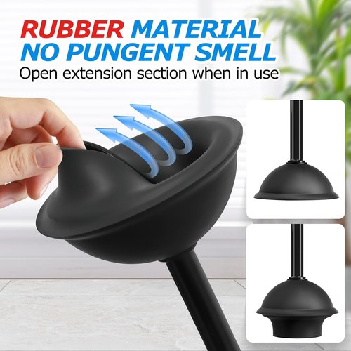 Forasto 2-Pack Toilet Brush and Plunger Set - Extended Handle for Efficient Bathroom Cleaning