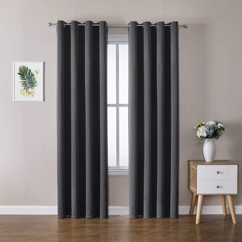 ChrisDowa Blackout Curtains - Thermal Insulated Room Darkening Panels | 80-Inch Dark Grey Set (2 Panels)