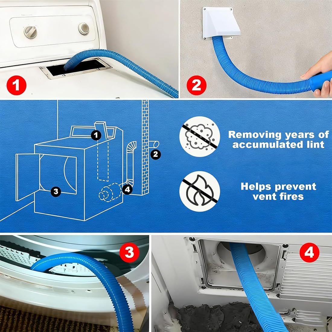 Upgraded Dryer Vacuum Hose Attachment by [Brand Name] - Universal Vent Cleaner Kit for Deep Cleaning Ducts & Lint Removal