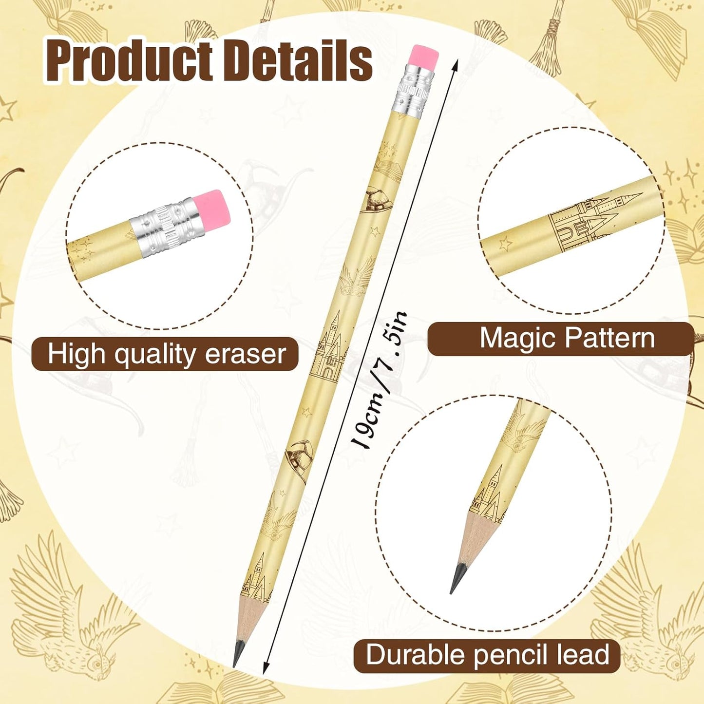 Tenceur Wizard Party Favors - 100 Magical Castle Pencils with Eraser Heads | Perfect for Kids' Birthday Goodie Bags