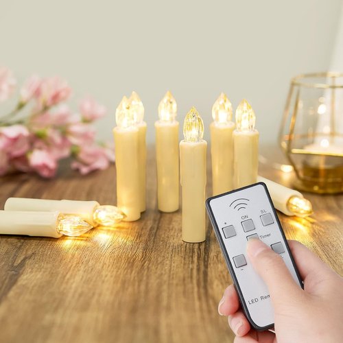 Daord Flameless LED Taper Candles - 30 PCS Battery Operated with Remote Timer | Ivory for Holiday Decor