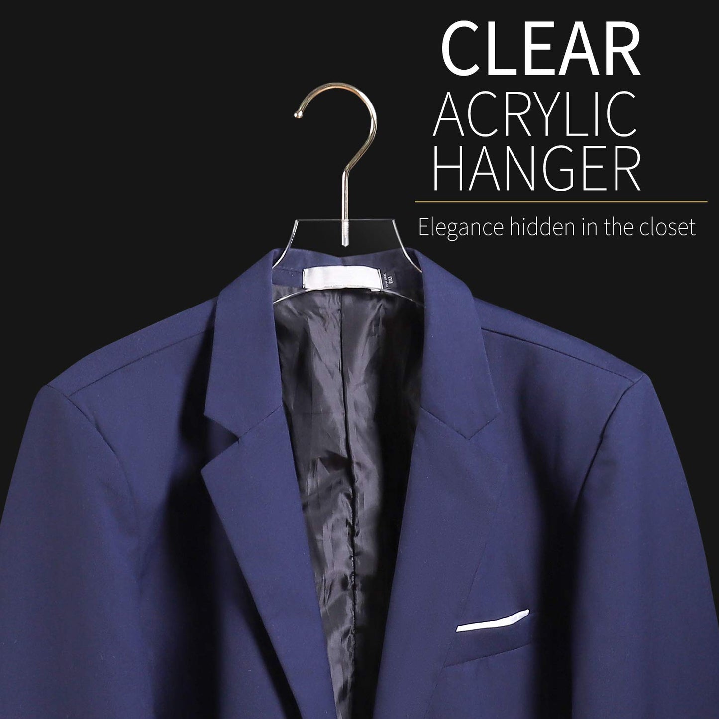 Acrylic Hangers Clear and Gold Premium Quality Clothes Hangers Standard Clothing