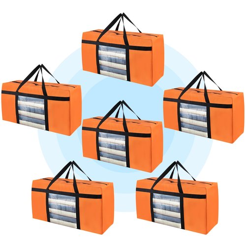 CIVJET 6 Pack Moving Bags Heavy Duty Extra Large, Moving Supplies&Boxes with Reinforced Zippers and Handles, College Clear Packing Bags for Moving Clothes, Storage Bags Moving Totes Camping Essentials