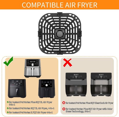 Instant Pot Vortex Air Fryer Replacement Tray - Original Grill Pan & Crisper Plate | Dishwasher Safe, 6 QT
