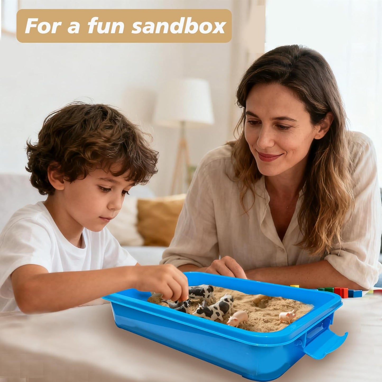 Skiennix 4 Qt Sensory Bin Set - Stackable Storage Bins with Lids for Crafts & Sandbox | Blue, Green, Purple
