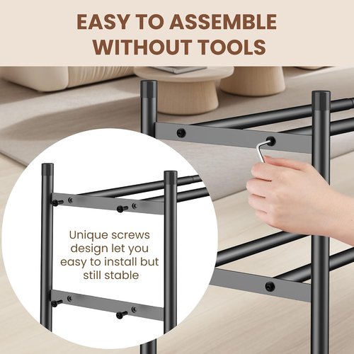 AceMining 4-Tier Expandable Shoe Rack - Heavy-Duty Metal Organizer for Closet & Entryway | Black