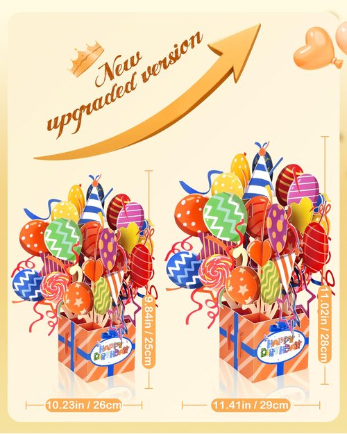 JMHACHY Pop Up Birthday Card with Envelope - 3D Coloful Balloons Pop Up Cute Birthday Card, Surprise Gifts for Girls Boys Kids Women Daughters Grandson Granddaughter Sisters Friends