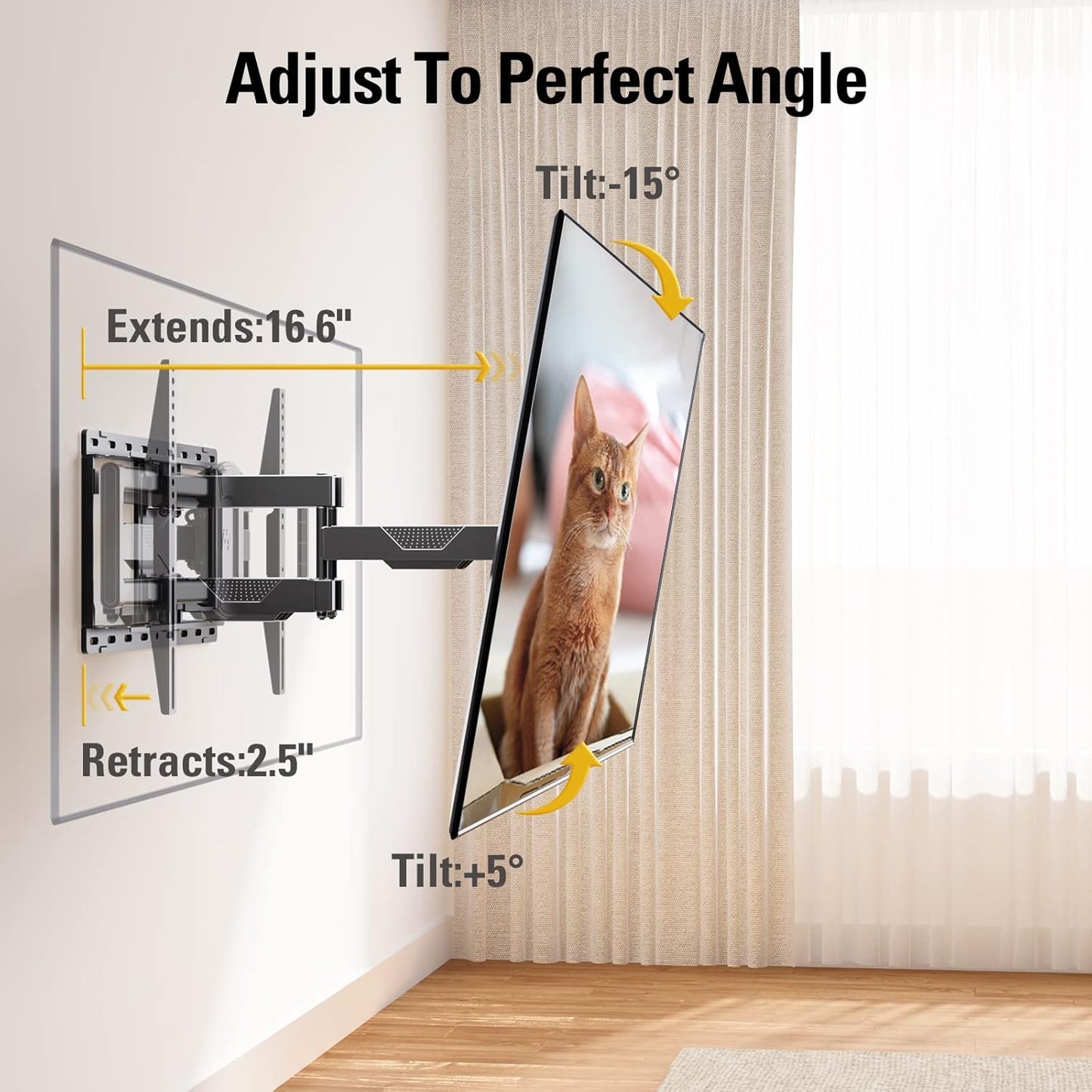 Mounting Dream TV Wall Mount - Full Motion Swivel & Tilt Bracket for 42-84 Inch TVs | Max VESA 600x400 mm, 100 lbs Capacity