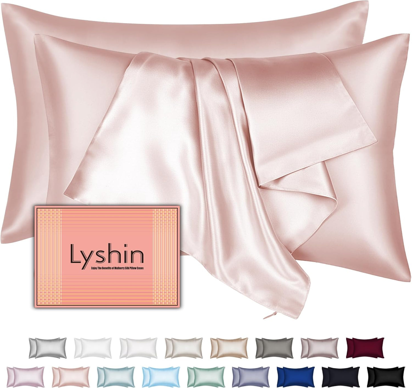 Skiennix Silk Pillowcases - King Size 2-Pack | Mulberry Silk for Hair & Skin, Coral Pink