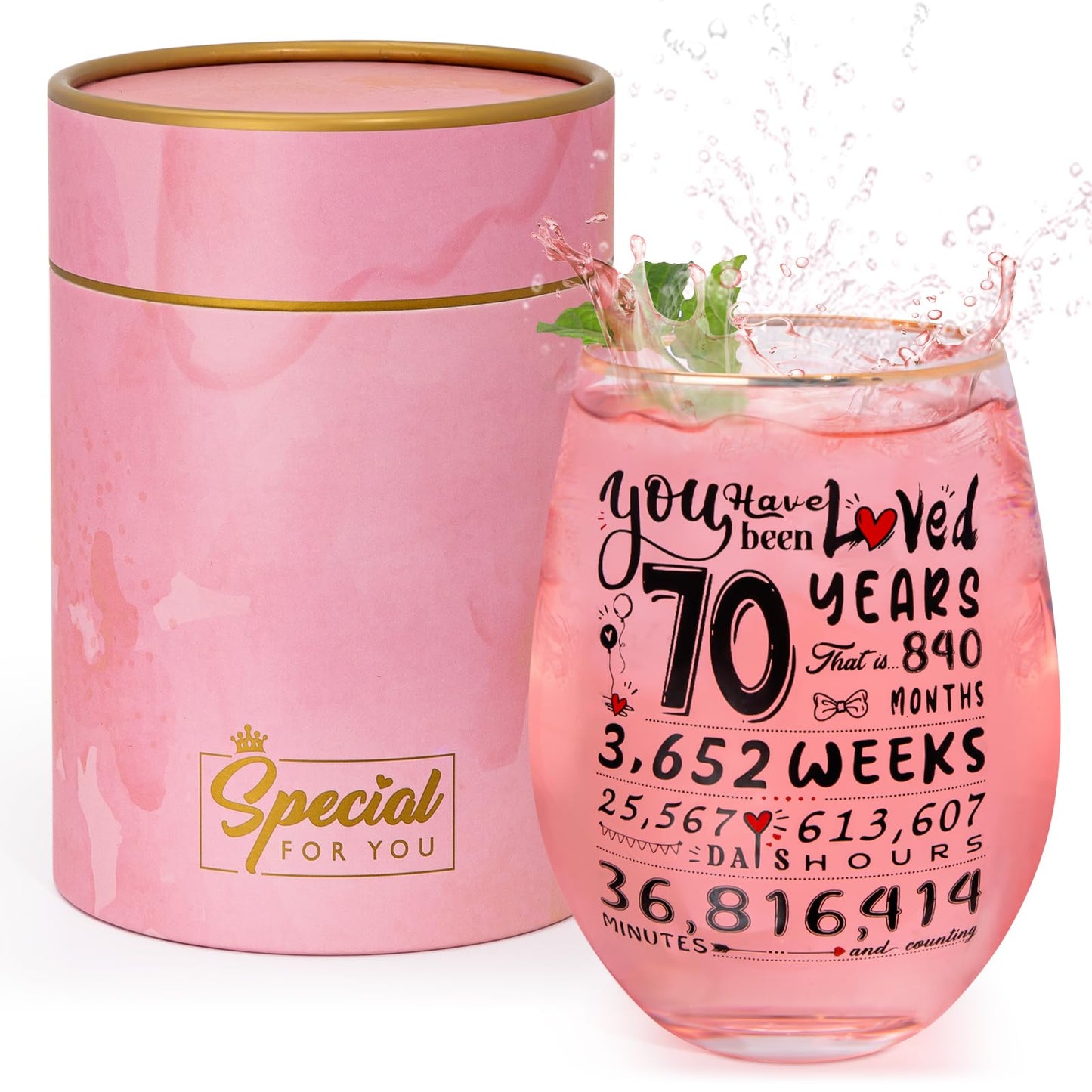 70th Birthday Gifts for Women - Funny 1955 Engraved Ideas for Friend, Sister, Mom - Decorations Present - Time Commemoration Wine Glass 18 oz