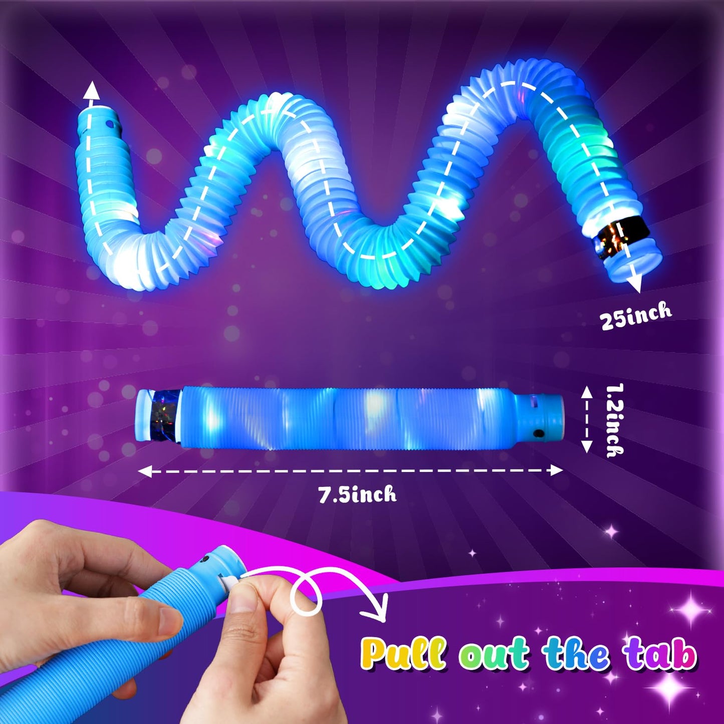 LovesTown 12PCS Glow Sticks for Kids, Glow in the Dark Party Favors Supplies, Light Up Fidget Pop Tubes for Birthday Party Favors Gifts Dance Camp, Goodie Bags Stuffers