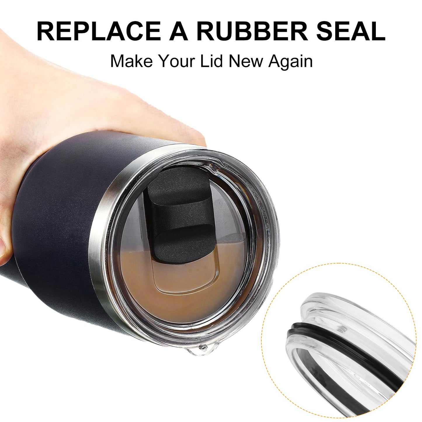 Rubber Seal Replacement Compatible with Yeti 20 Oz Tumbler Lid, O Ring Gasket For 20 Oz Yeti Rambler Straw Lid-4 Pack Replacement Silicone Seal Parts
