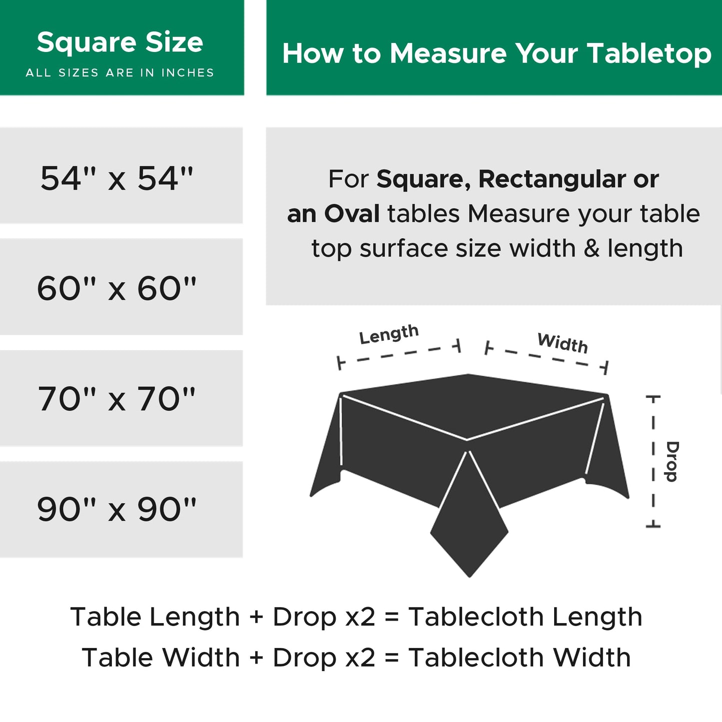 Biscaynebay Textured Fabric Christmas Square Table Cloth 60x60 Inch, Hunter Green Water Resistant Spill Proof Tablecloths for Dining, Kitchen, Wedding and Parties etc. Machine Washable