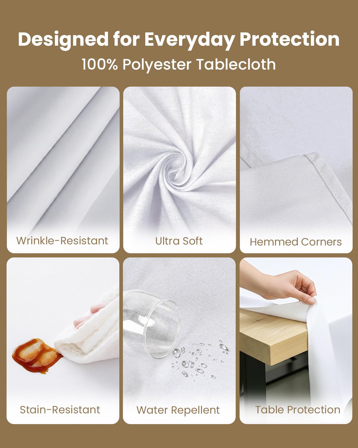 Utopia Kitchen Rectangle Table Cloth 2 Pack(60x102 Inches, White), Tablecloth Machine Washable, Polyester Table Cover for Dining, Buffet Parties, Picnics, Events, Weddings and Restaurants
