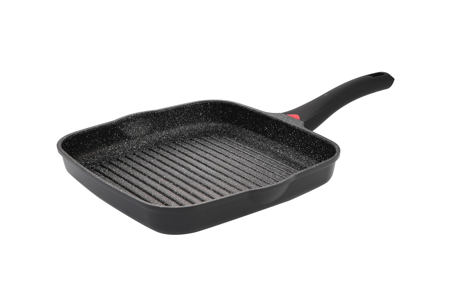 CAINFY 11 Inch Non Stick Grill Pan Granite Coated with Pour Spout - Lightweight 2.66 Quart Grill Pan for Indoor Cooking with Grip Handle - Induction Compatible PFOA Free Stove Top (Black)