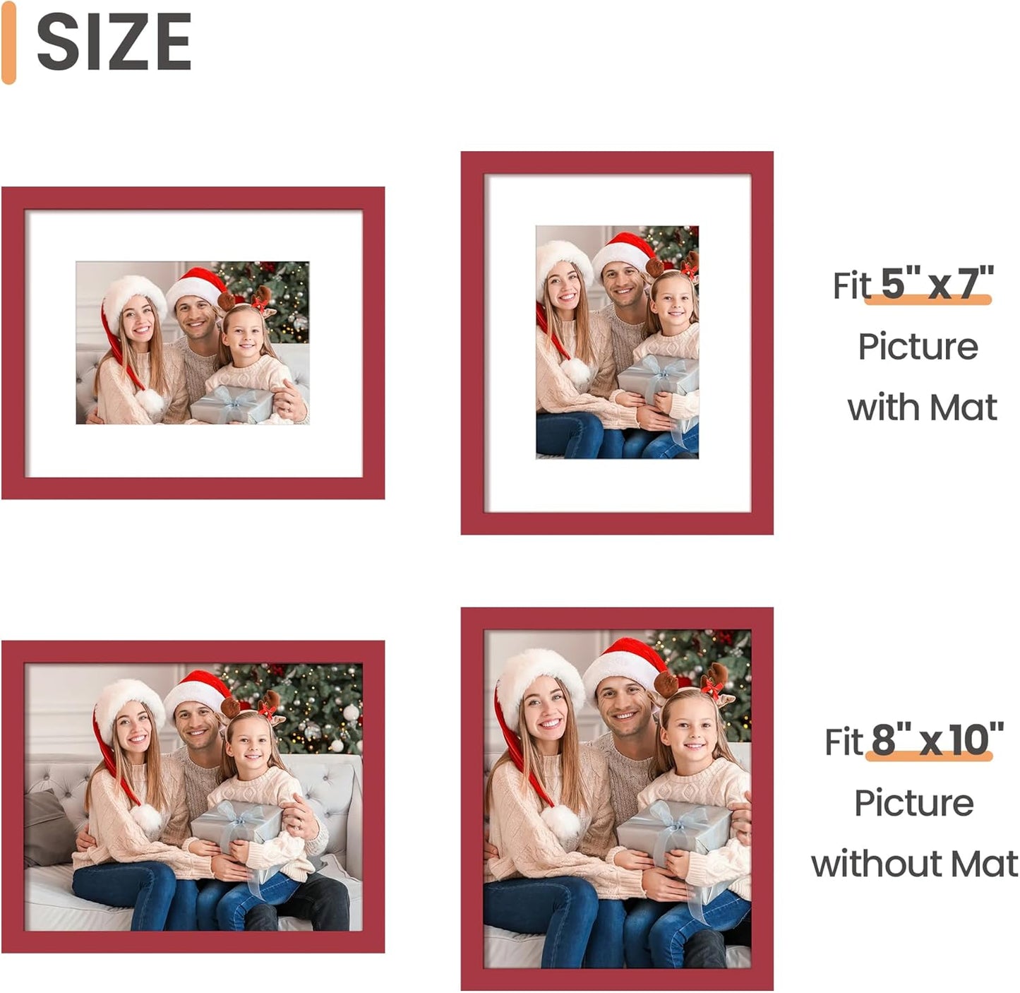 Upsimples 8x10 Picture Frame - Versatile Display for 5x7 or 8x10 Photos | Red, 1 Pack