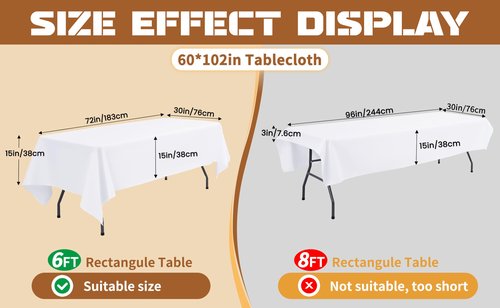 8 Pack 60 x 102 Inch Tablecloth, Beige Tablecloth for 6 Feet Rectangle Tables, Stain and Wrinkle Resistant Washable Fabric Table Cloth for Wedding Party Dining Table Buffet Parties and Camping