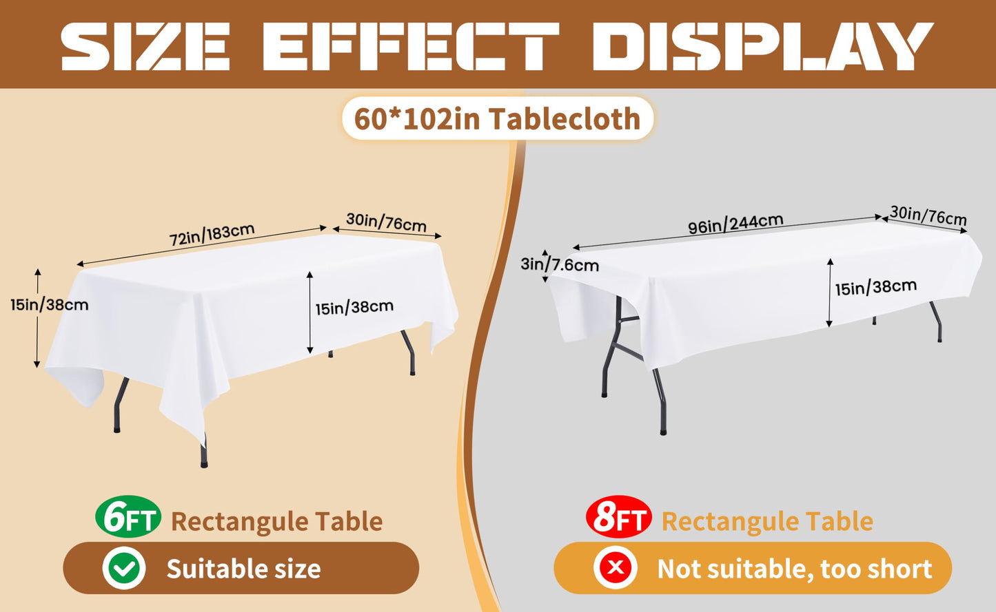 fani 10 Pack 60 x 102 Inch Tablecloth, Ivory Tablecloth for 6 Feet Rectangle Tables, Stain and Wrinkle Resistant Washable Fabric Table Cloth for Wedding Party Dining Table Buffet Parties Camping