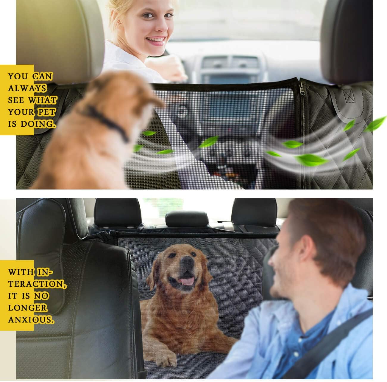 Vailge Dog Car Seat Cover - 100% Waterproof Hammock with Mesh Window | Scratch-Resistant, Antislip Design