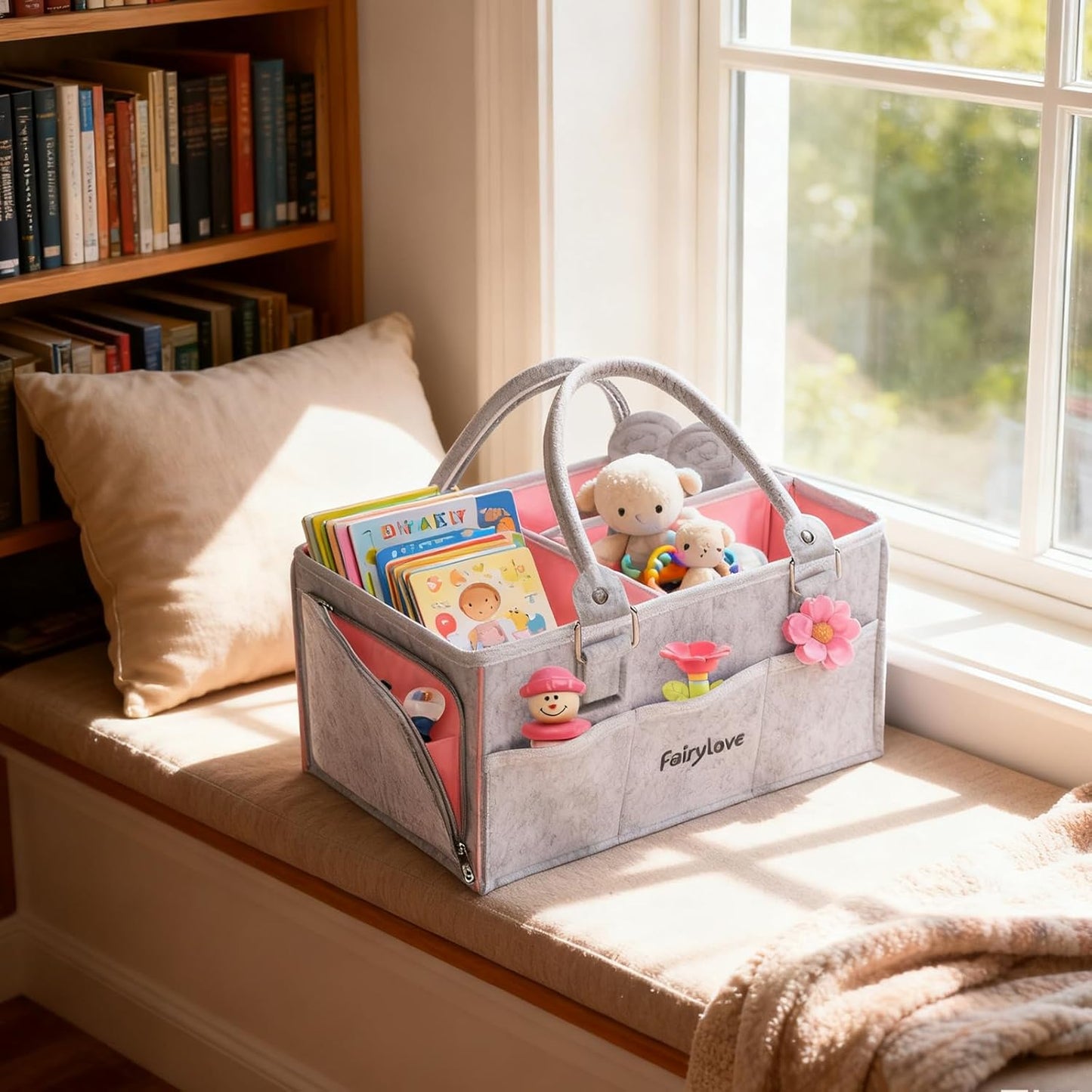 Large Baby Diaper Caddy Organizer - Portable Nursery Storage Tote for Changing Table & Car | Perfect Baby Shower Gift