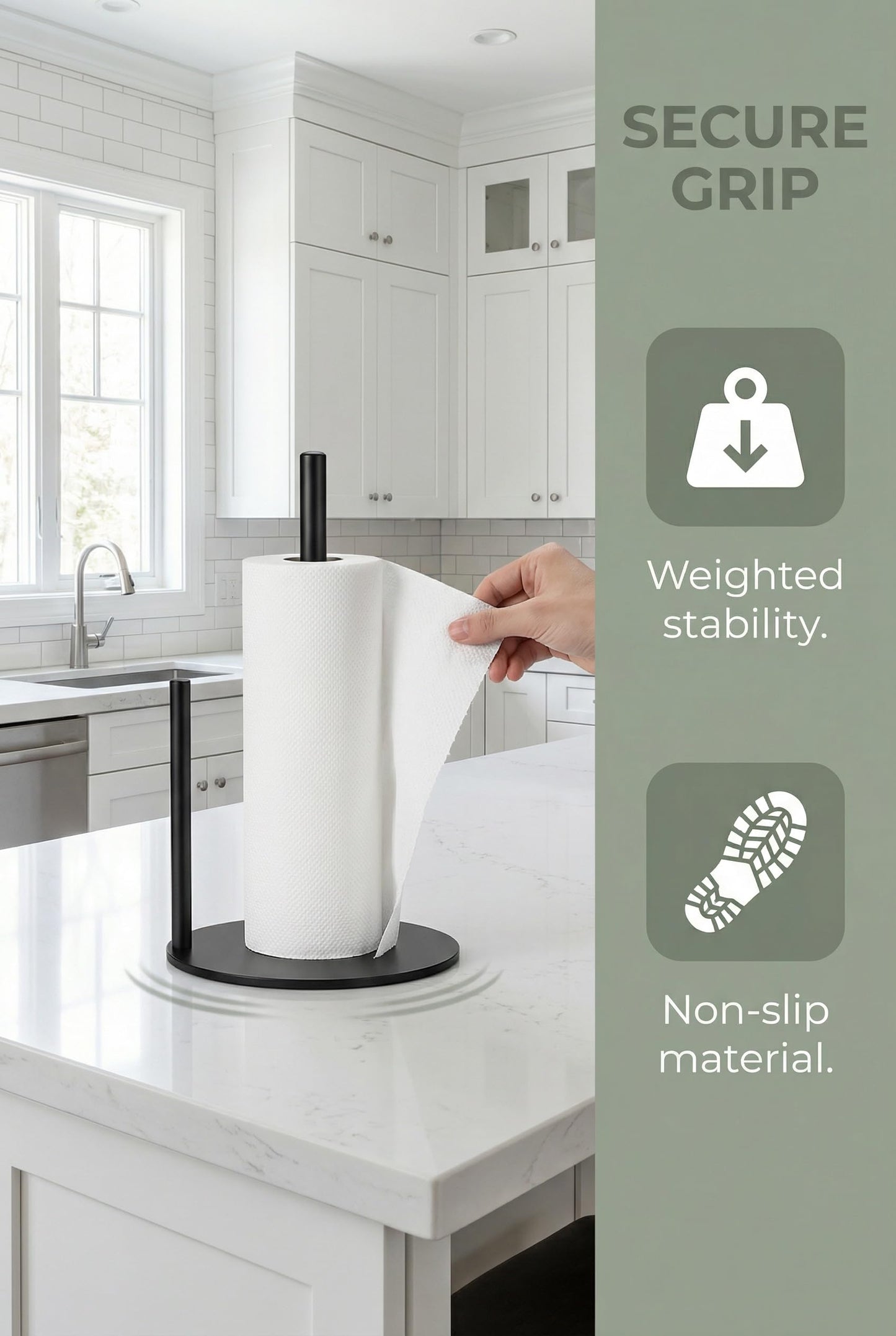 Lydnvjx Paper Towel Holder,Stainless Steel Paper Towel Holder Countertop for Kitchen，Black