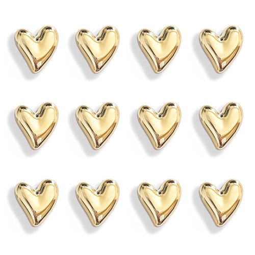 Janvelle 12PCS Refrigerator Magnets Gold Magnets for Fridge 0.83in Small Love Heart Cute Decorative Magnet Set for Home Kitchen Office Whiteboard Decor