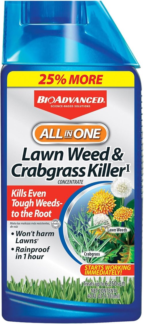 BioAdvanced All-In-One Lawn Weed & Crabgrass Killer - Concentrate, 40 oz for Effective Lawn Care