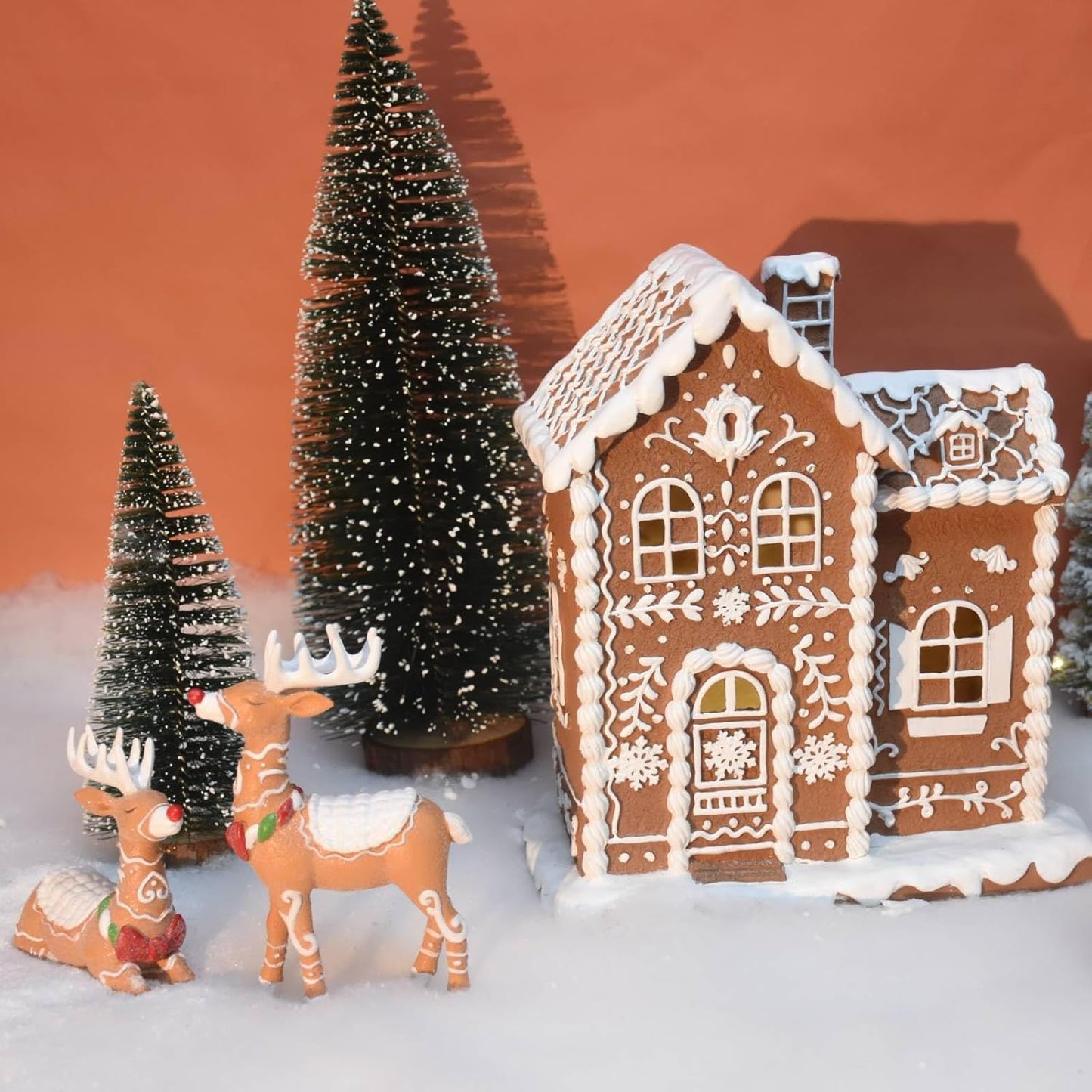 Sheaifun Gingerbread House Decor - LED Lighted Indoor Christmas Decoration | 9 x 5 x 10.2 Inch