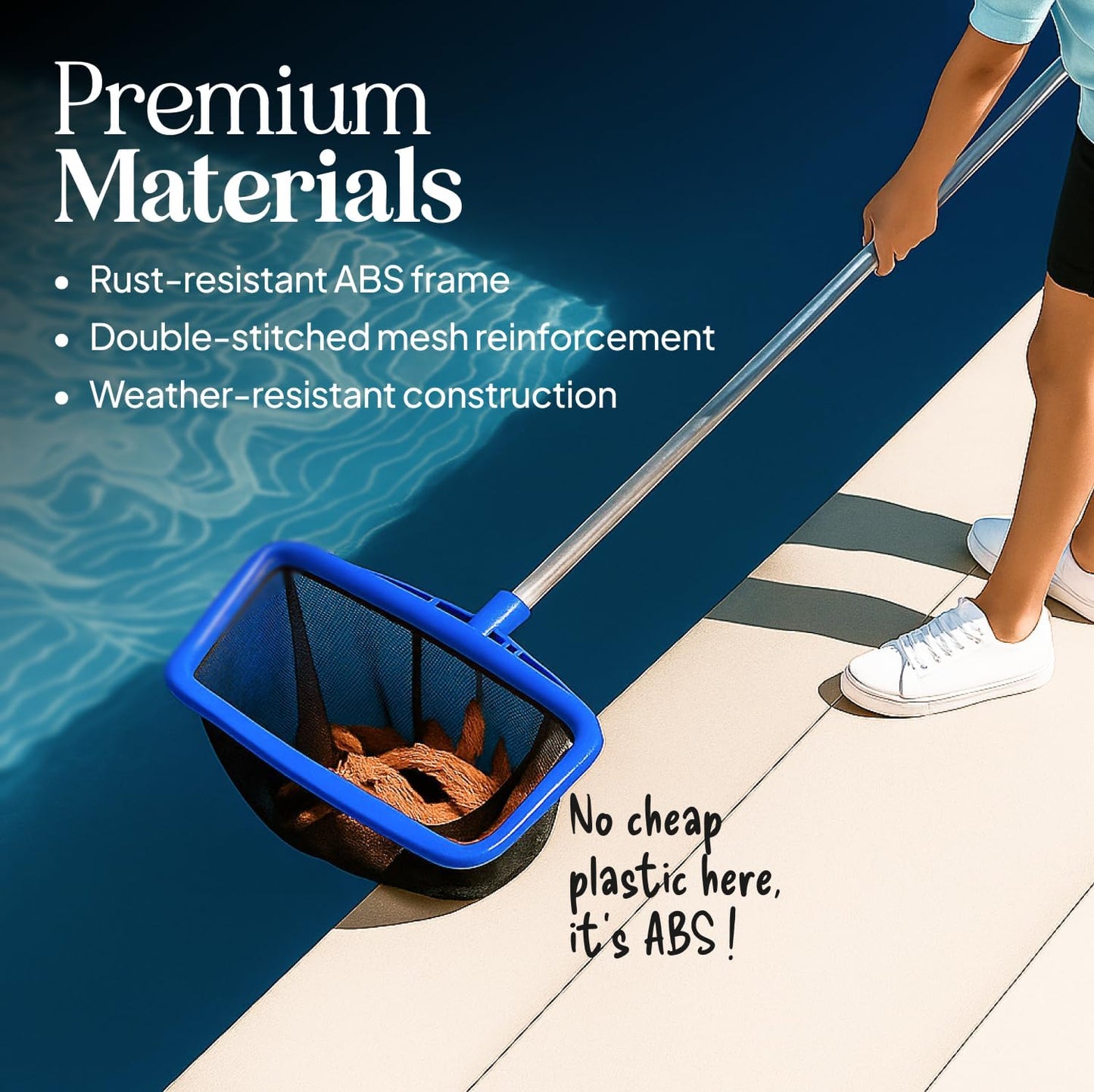 Pool Skimmer Net - Heavy Duty Deep Mesh for Fine Leaf Raking | Fits Standard Pool Poles (Net Only)