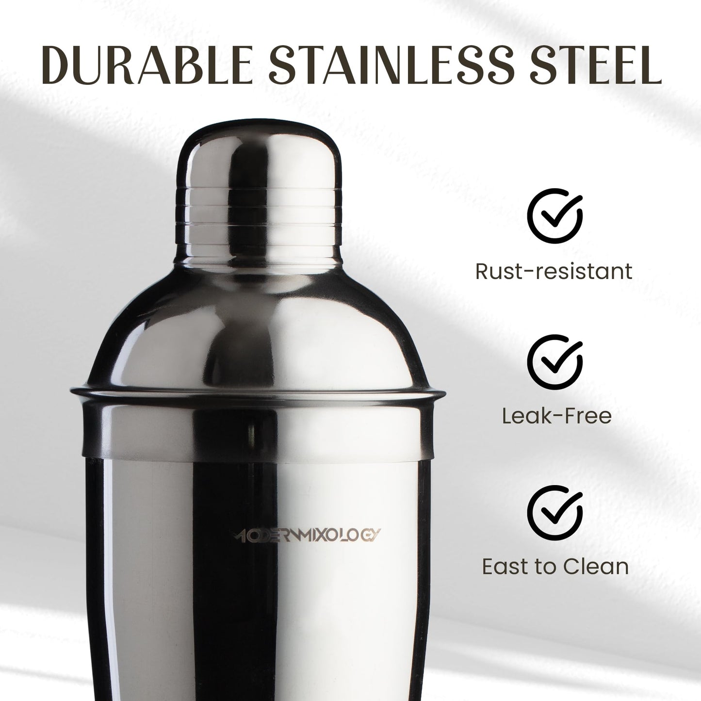 Modern Mixology 8-Piece Cocktail Shaker Set with Velvet Bag | Complete Kit for Bartenders | Includes Shaker with Strainer, Jigger, Muddler, Spoon, Pourers | Travel Bar Essentials (Silver)