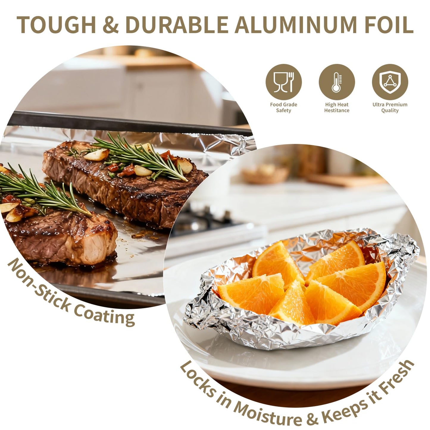 Aluminum Foil Sheets - 200 Count Pre Cut Tinfoil, 12" x 10.6" Inch Pre Cut Foil Sheets for Food, Hot Dog or Sandwich Wrap, Food Storage, Baking, Catering, Restaurant, Kitchen Use