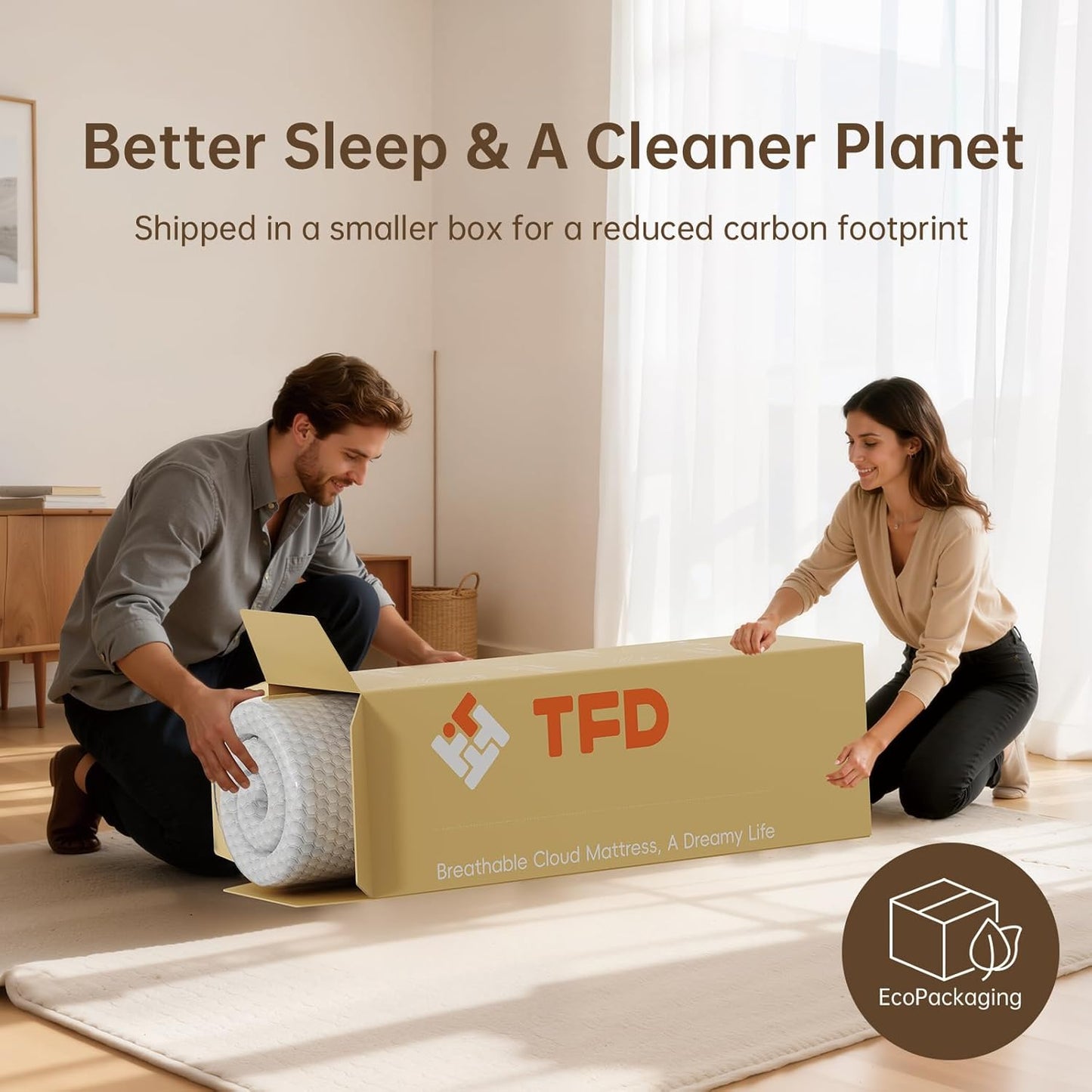 TFD Twin Mattress - 10-Inch Gel Memory Foam for Comfortable Sleep | Medium Firm, CertiPUR-US Certified